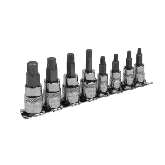 Sealey AK65602 Hex Socket Bit Set Lock-On™ 8pc 1/4" & 3/8"Sq Drive - Imperial Sealey