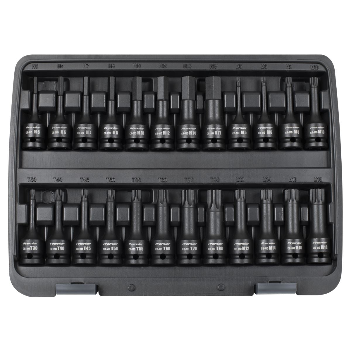 Sealey AK56000 Impact Socket Bit Set 1/2"Sq Drive 24pc Hex/TRX-Star*/Spline Sealey