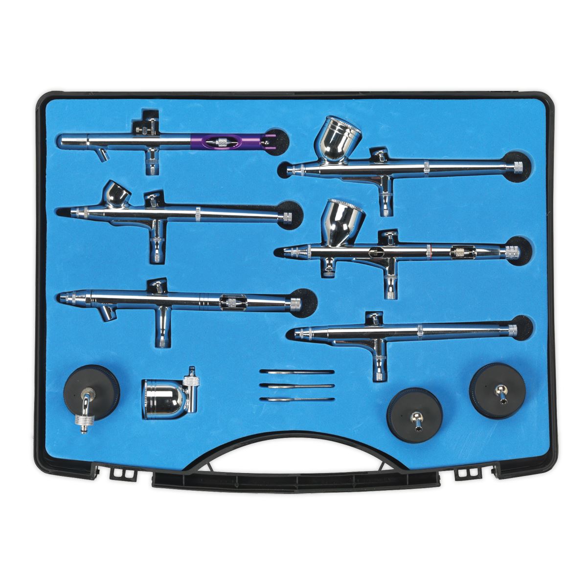 Sealey AB936 Mini Air Brush Kit 10pc Gravity/Suction Feed Sealey