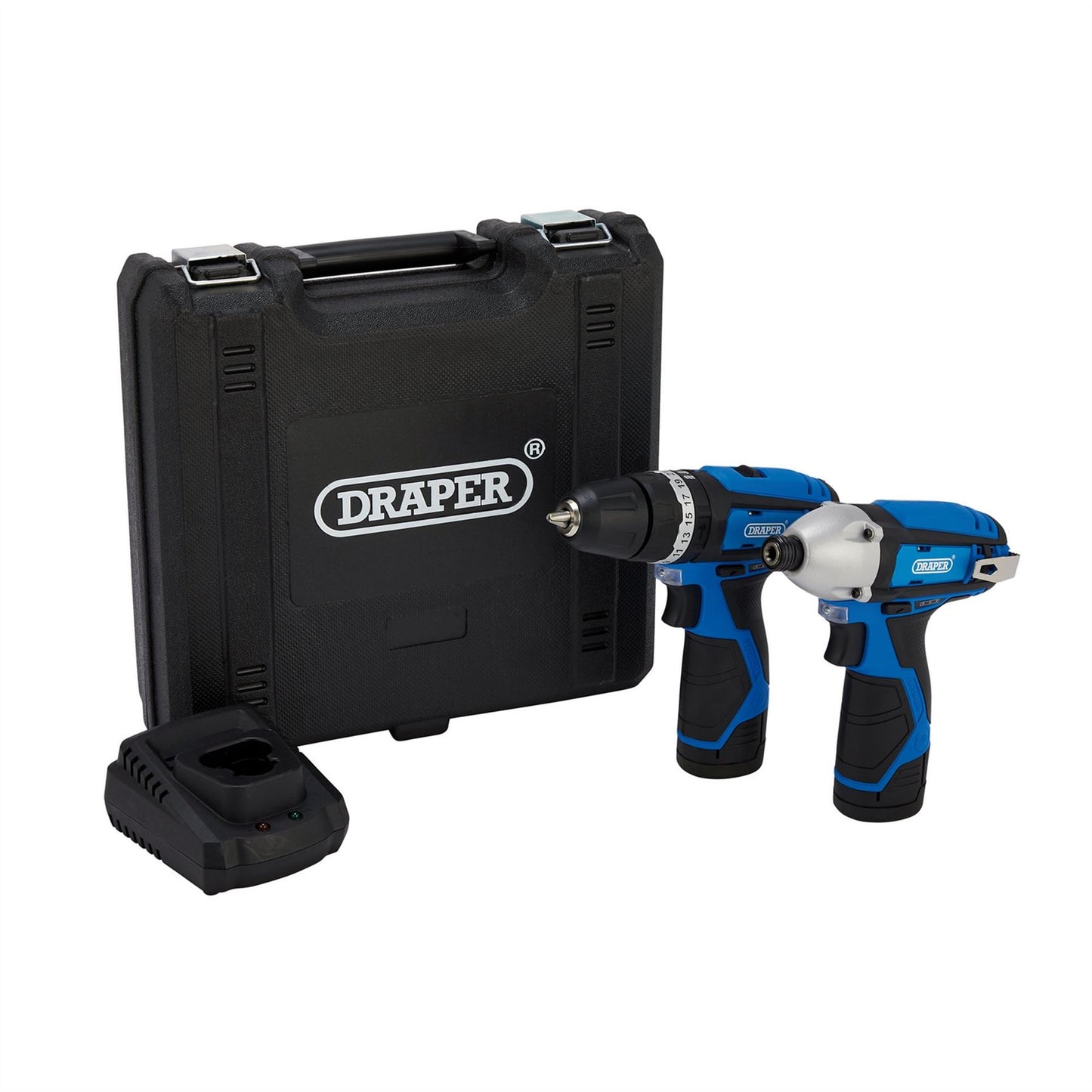 Draper 70257 12V Combi Drill & Impact Driver 2 x 1.5Ah Batteries 1 x Fast Charger Draper