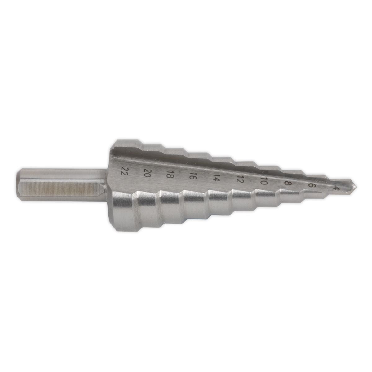 Sealey AK4722 HSS M2 Step Drill Bit 4-22mm Double Flute Sealey