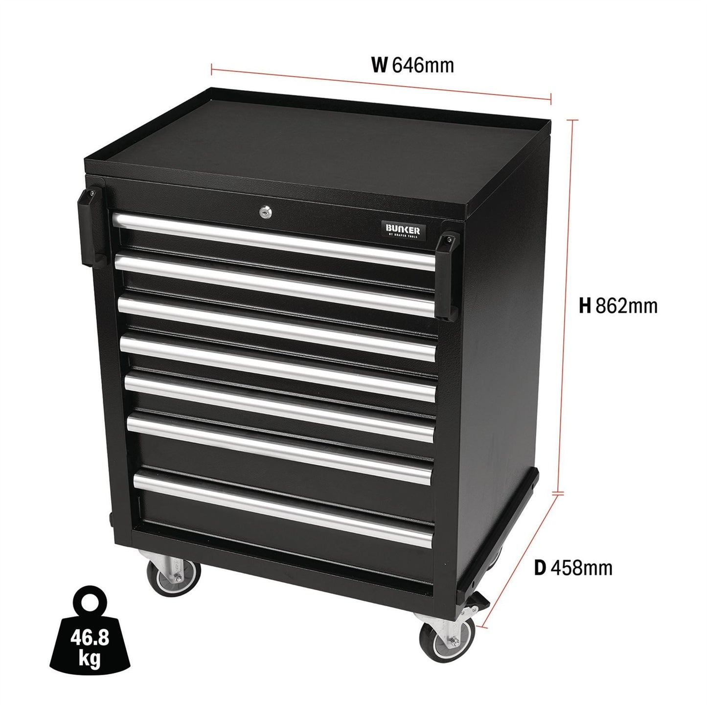 Draper 29779 BUNKER® Modular Mobile Cabinet 7 Drawer 646mm Draper