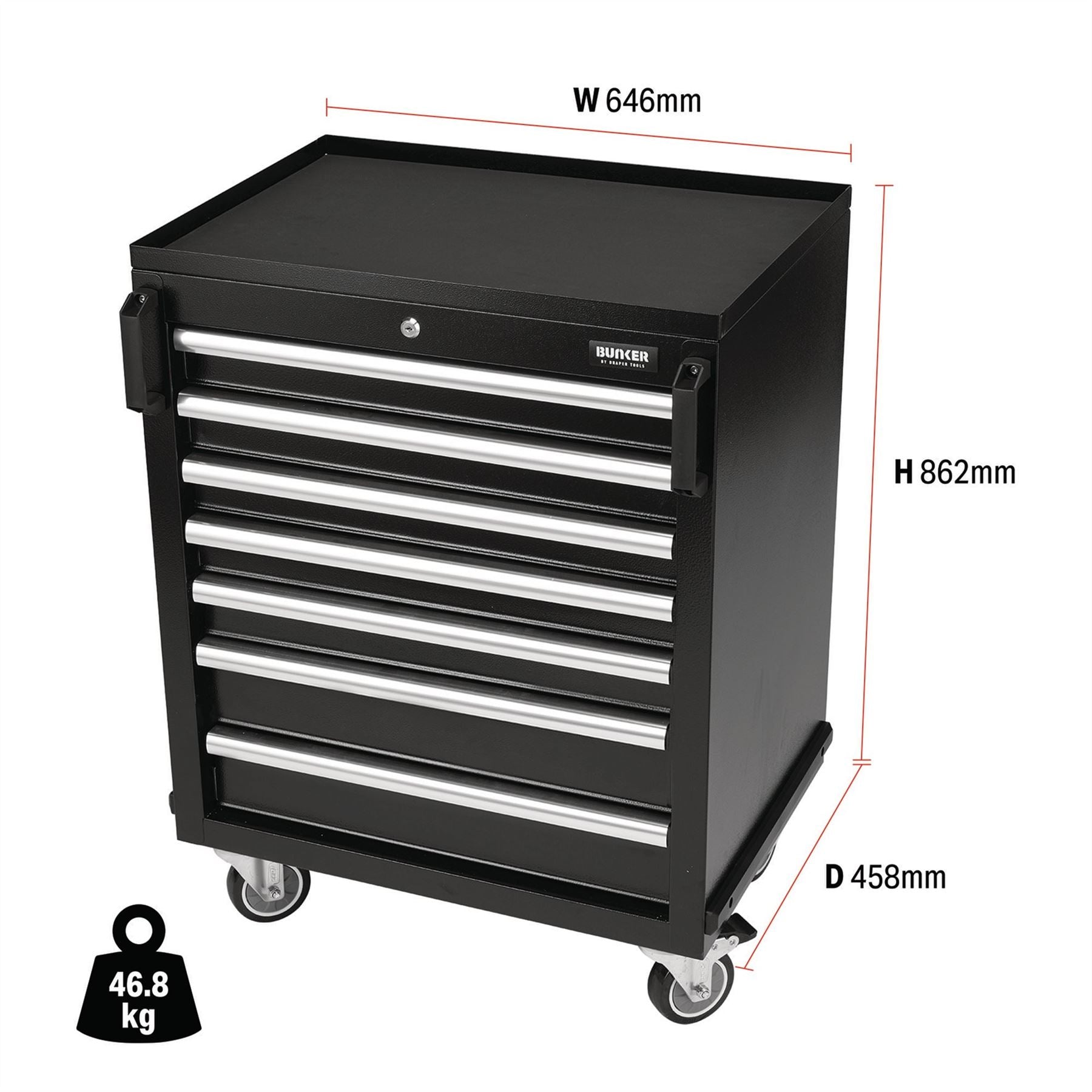 Draper 29779 BUNKER® Modular Mobile Cabinet 7 Drawer 646mm Draper