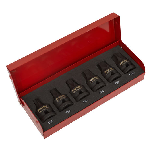 Sealey AK5607 Impact TRX-Star* Socket Bit Set 6pc 1/2"Sq Drive Sealey