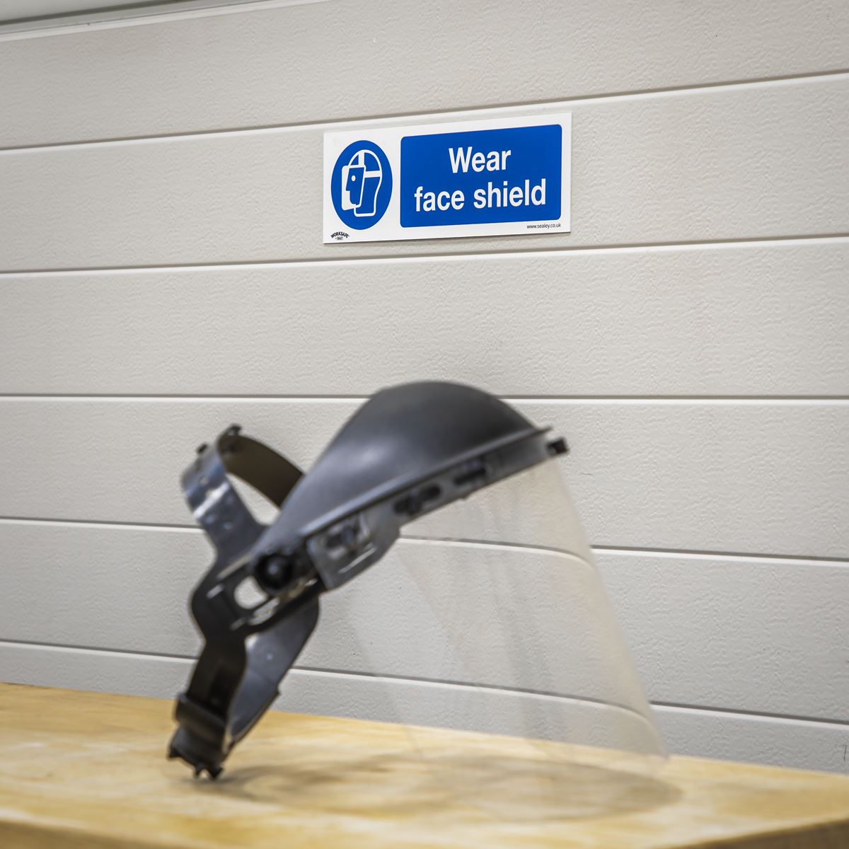 Sealey SS55V1 Mandatory Safety Sign - Wear Face Shield - Self-Adhesive Vinyl Sealey