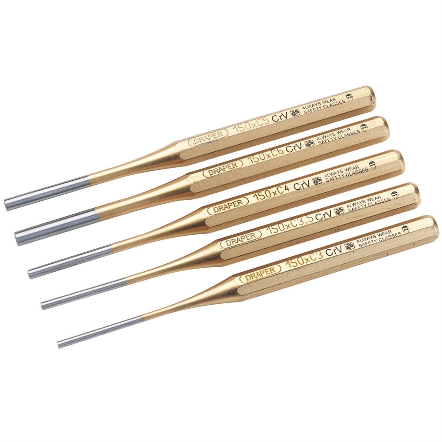 Draper 13041 Expert Octagonal Parallel Pin Punch Set 5 Piece Draper