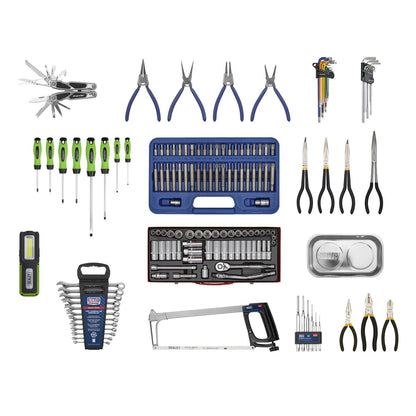 Sealey APCOMBOBBTK58 Topchest & Rollcab Combination 15 Drawer with Ball-Bearing Slides - Black & 148pc Tool Kit Sealey