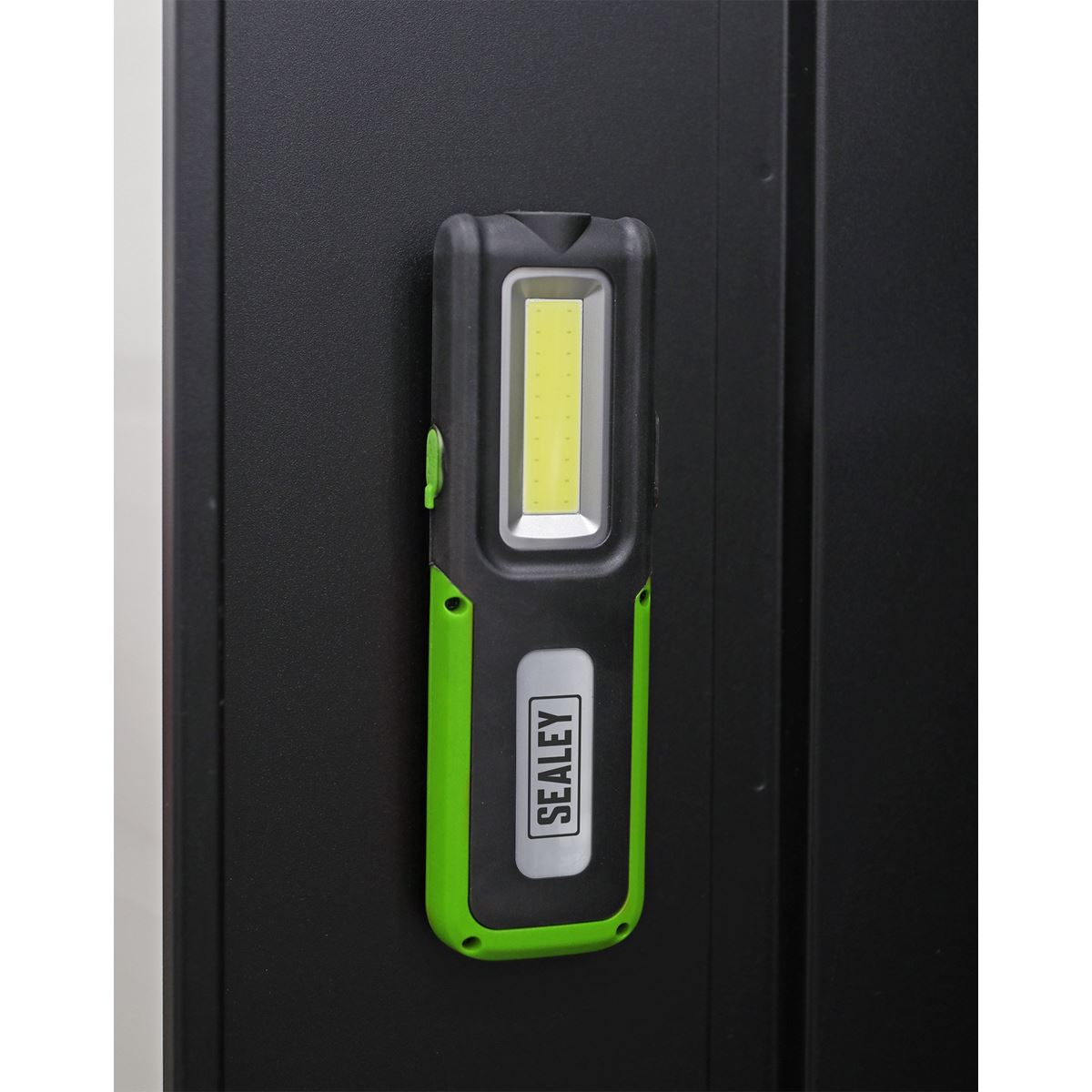 Sealey LED318G Rechargeable Inspection Light 5W COB & 3W SMD LED with Power Bank - Green Sealey