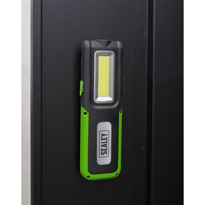 Sealey LED318G Rechargeable Inspection Light 5W COB & 3W SMD LED with Power Bank - Green Sealey
