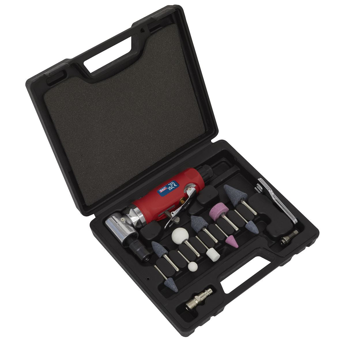 Sealey GSA675 Air Die Grinder 90° Angle Kit 15pc Sealey