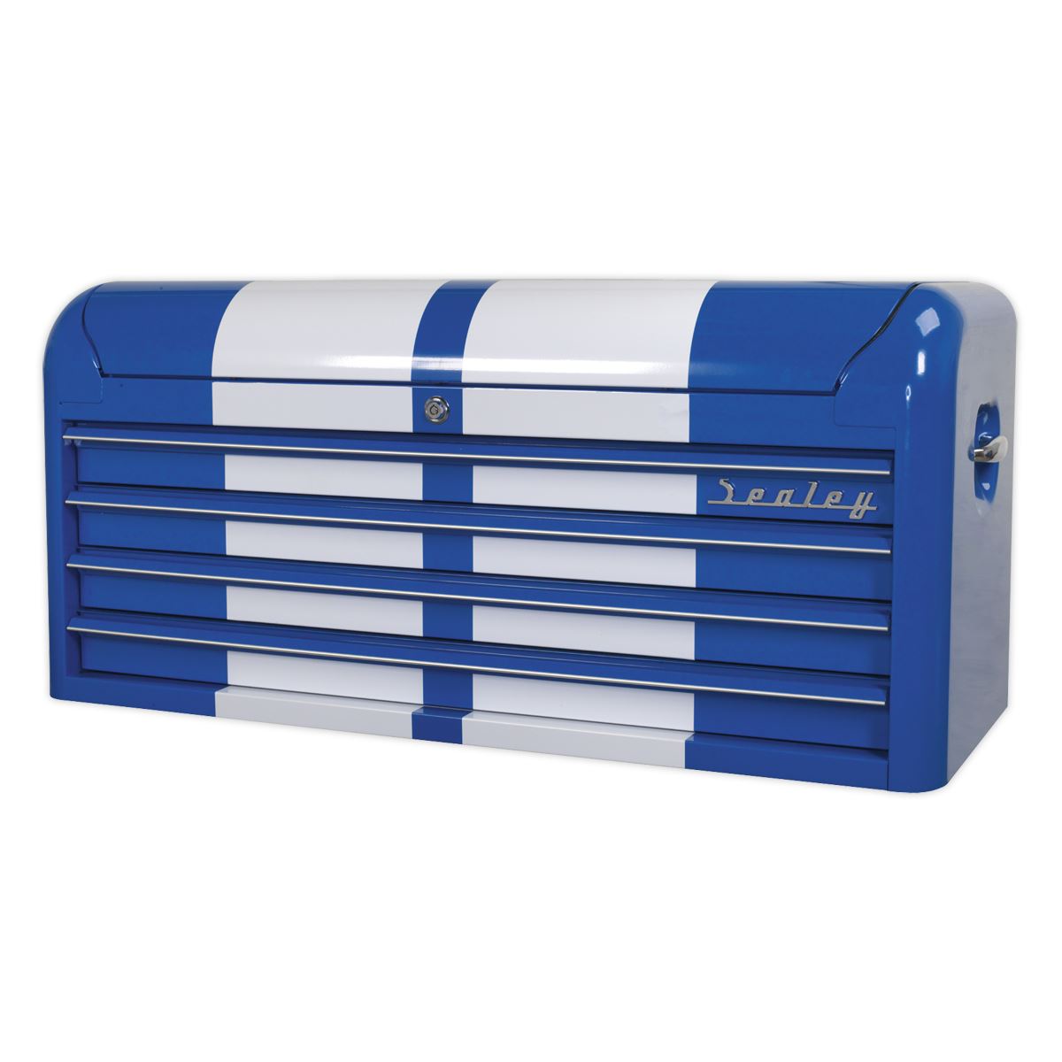 Sealey AP41104BWS Topchest 4 Drawer Wide Retro Style - Blue with White Stripes Sealey
