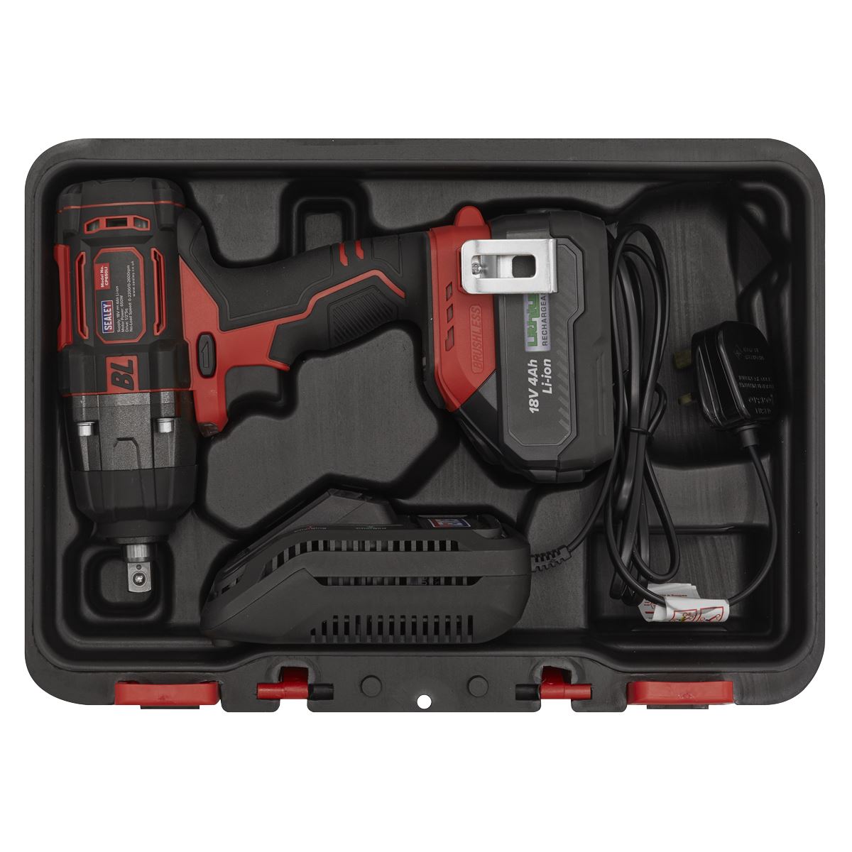 Sealey CP650LI Cordless Brushless Impact Wrench 18V 4Ah Lithium-ion 1/2"Sq Drive Sealey