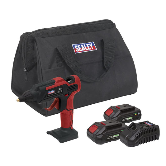 Sealey CP20VGGKIT Cordless Glue Gun Kit 20V 2Ah SV20 Series - 2 Batteries Sealey