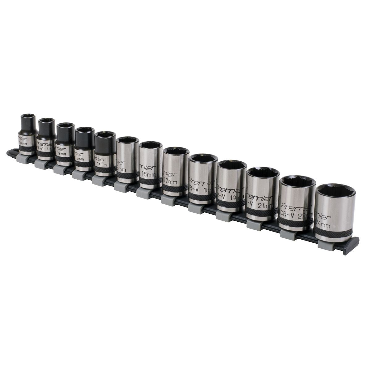 Sealey AK2742B Socket Set 13pc 1/2"Sq Drive Lock-On™ 6pt Metric - Premier Black Sealey