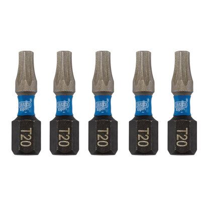Draper 05493 Expert TX-STAR® Impact Screwdriver Bits T20 x 25mm 1/4" Hex Pack of 5 Draper