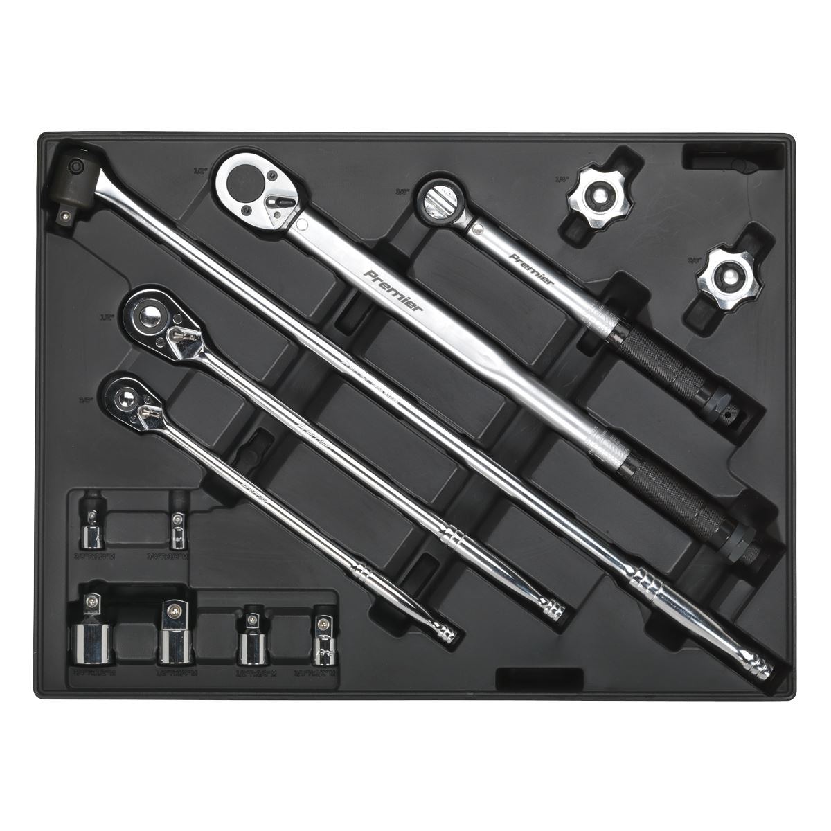 Sealey TBT32 Tool Tray with Ratchet Torque Wrench Breaker Bar & Socket Adaptor Set 13pc Sealey