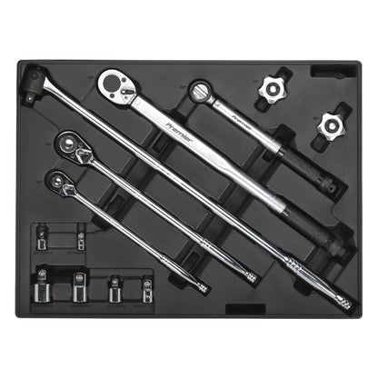 Sealey TBT32 Tool Tray with Ratchet Torque Wrench Breaker Bar & Socket Adaptor Set 13pc Sealey