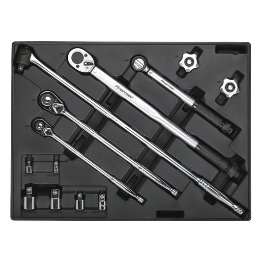 Sealey TBT32 Tool Tray with Ratchet Torque Wrench Breaker Bar & Socket Adaptor Set 13pc Sealey