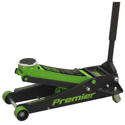 Sealey 3040AG Premier Low Profile Trolley Jack with Rocket Lift 3 Tonne - Green Sealey