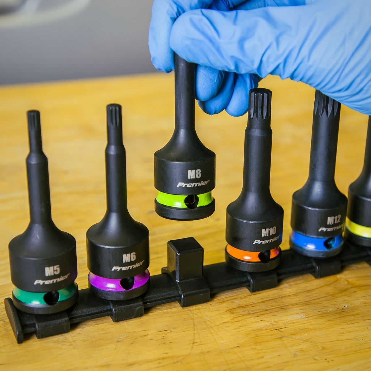 Sealey AK56004 Spline Impact Socket Bit Set 8pc 1/2"Sq Drive Sealey