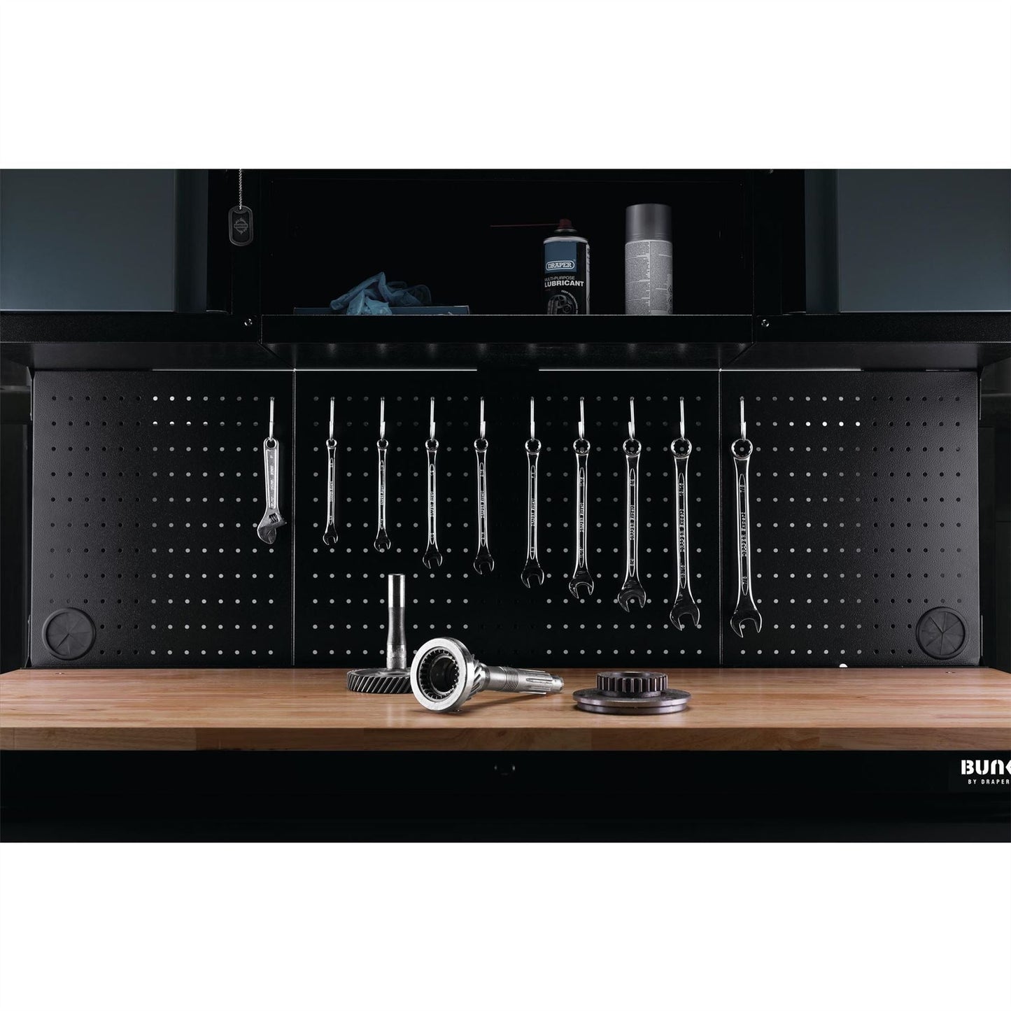 Draper 08242 BUNKER® 10 Drawer Roller Workstation with Workbench 56" Grey Draper