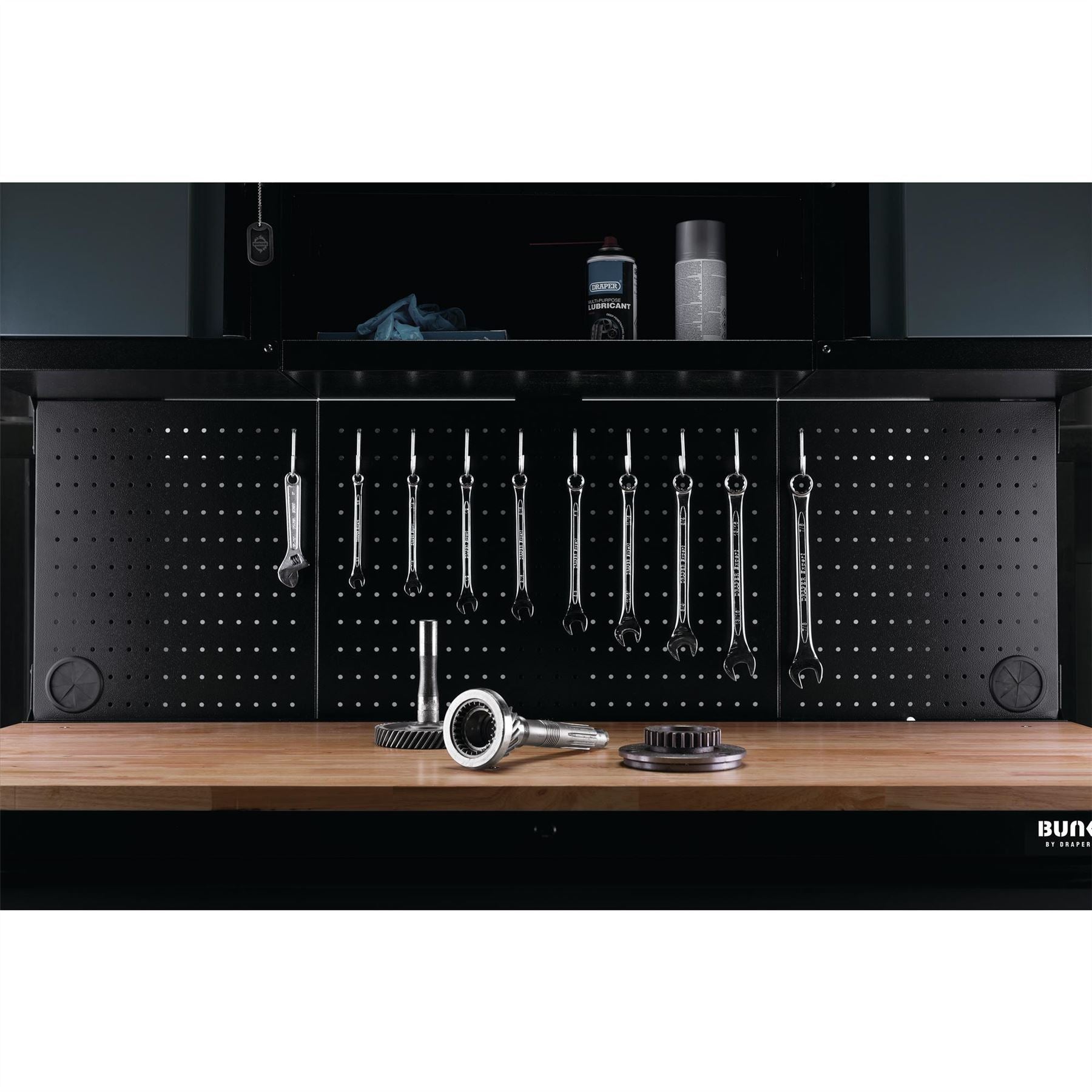 Draper 08242 BUNKER® 10 Drawer Roller Workstation with Workbench 56" Grey Draper