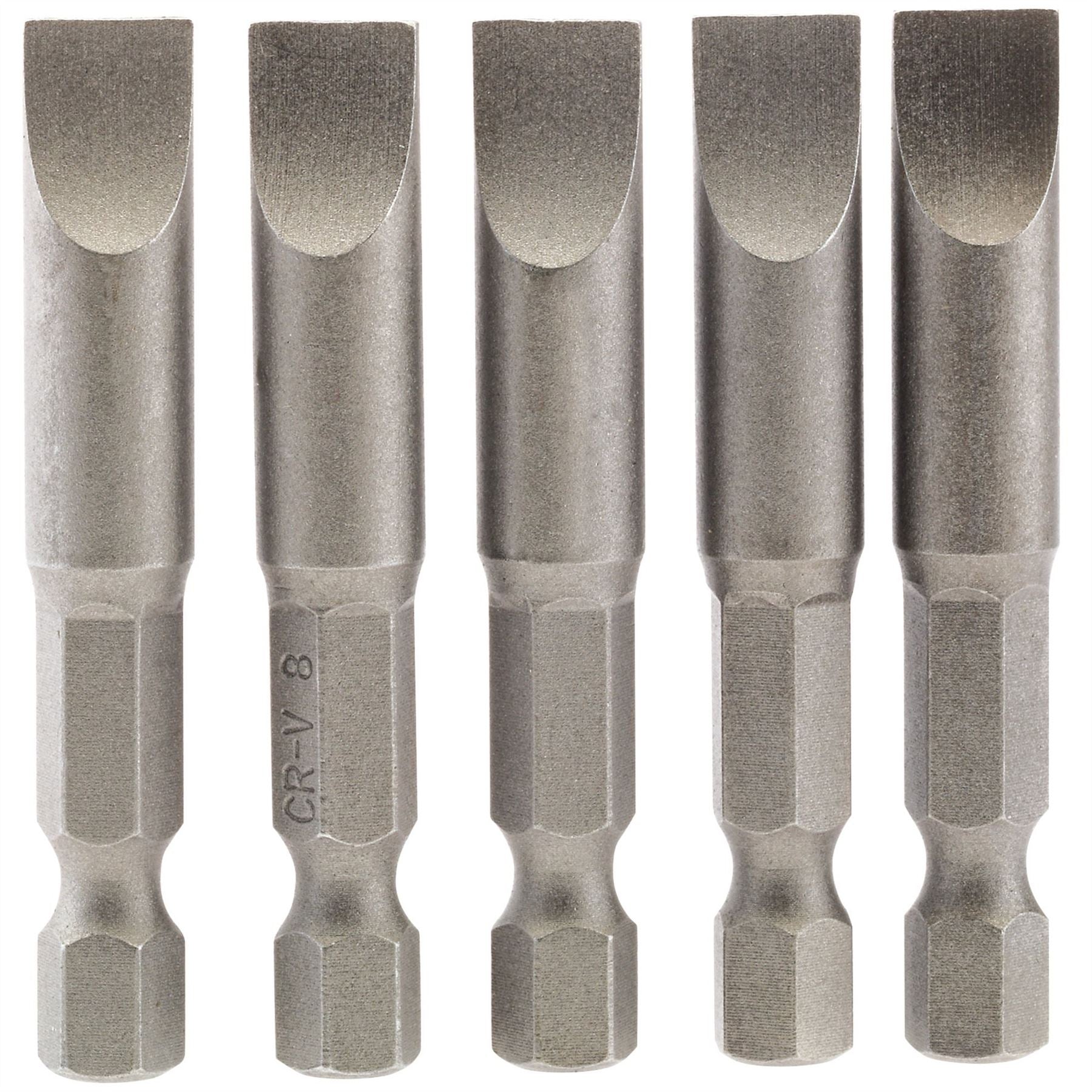 Draper 64280 Plain Slot Insert Bit 8mm 1/4" Hex 50mm Long Pack of 5 Draper