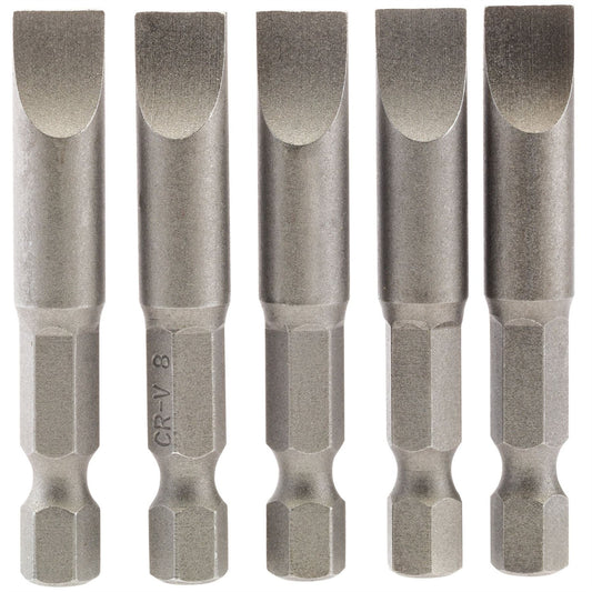 Draper 64280 Plain Slot Insert Bit 8mm 1/4" Hex 50mm Long Pack of 5 Draper