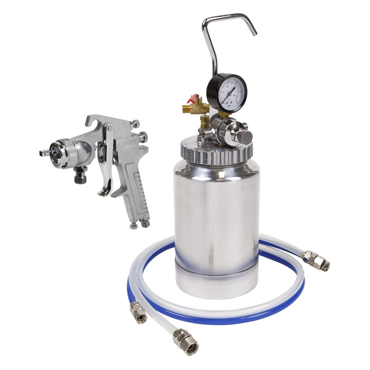 Sealey SSG1P Pressure Pot System with Spray Gun & Hoses 1.8mm Set-Up Sealey