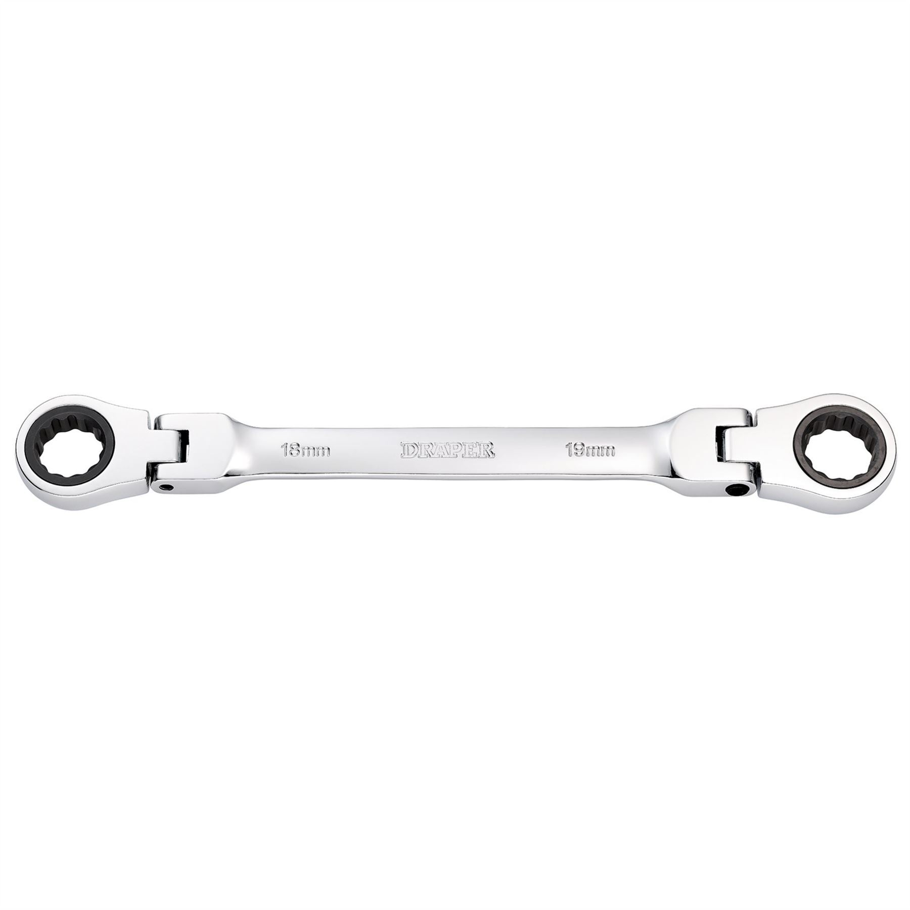 Draper 27759 HI-TORQ® Metric Flexible Head Double Ring Ratchet Spanner 18 x 19mm Draper