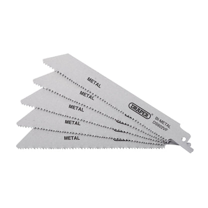 Draper 43463 Bi-metal Reciprocating Saw Blades for Metal 150mm 10-14tpi Pack of 5 Draper