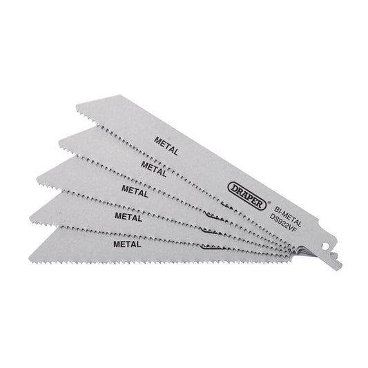 Draper 43463 Bi-metal Reciprocating Saw Blades for Metal 150mm 10-14tpi Pack of 5 Draper