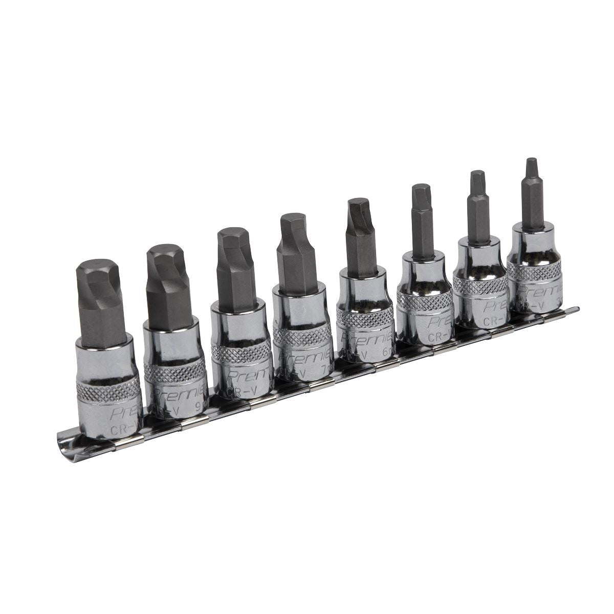Sealey AK65601 Hex Socket Bit Set Lock-On™ 8pc 3/8"Sq Drive Metric Sealey
