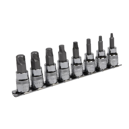 Sealey AK65601 Hex Socket Bit Set Lock-On™ 8pc 3/8"Sq Drive Metric Sealey