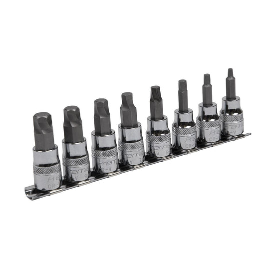Sealey AK65601 Hex Socket Bit Set Lock-On™ 8pc 3/8"Sq Drive Metric Sealey