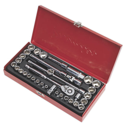 Sealey AK691 Socket Set 35pc 3/8"Sq Drive 6pt WallDrive® - Metric/Imperial Sealey