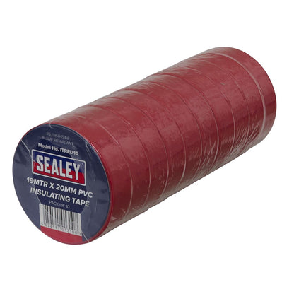 Sealey ITRED10 PVC Insulating Tape 19mm x 20m Red Pack of 10 Sealey