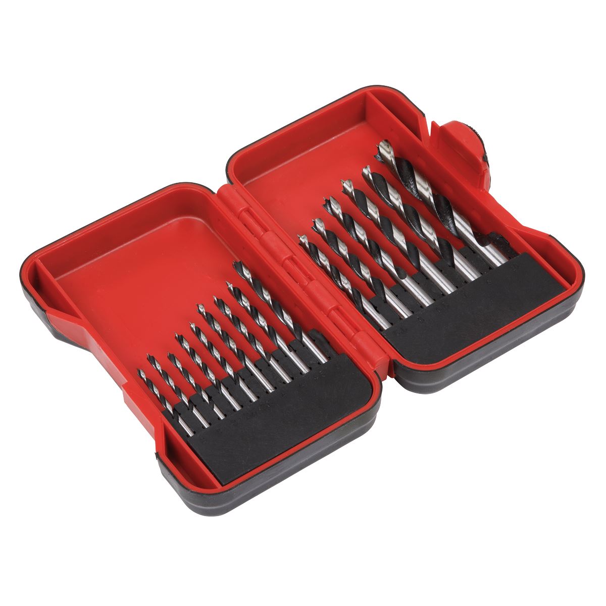 Sealey AK3715W Brad Point Wood Drill Bit Set 15pc Sealey