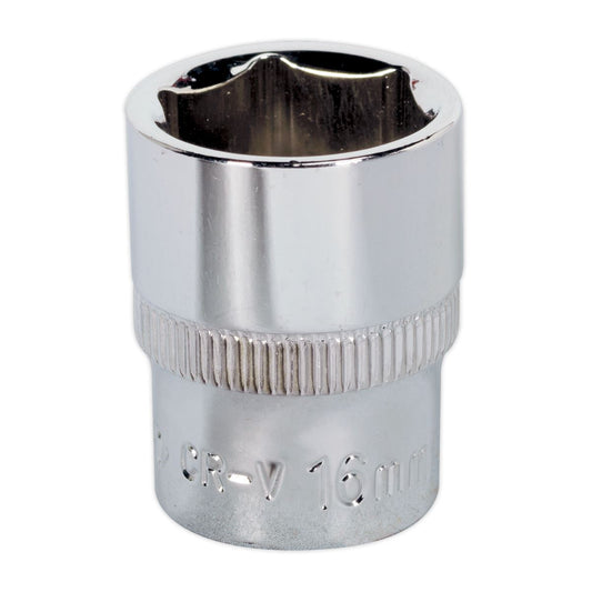 Sealey SP3816 WallDrive® Socket 16mm 3/8"Sq Drive Fully Polished Sealey