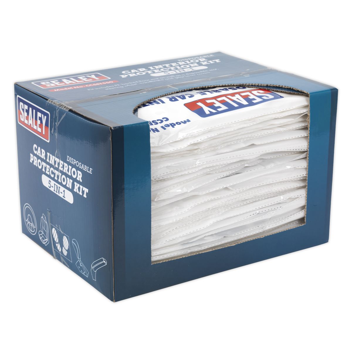 Sealey CCSET550 5-in-1 Disposable Car Interior Protection Kit - Display Box of 50 Sealey