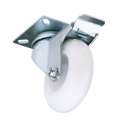 Draper 65499 Swivel Plate Fixing Nylon Wheel with Brake 75mm Diameter S.W.L. 70kg Draper