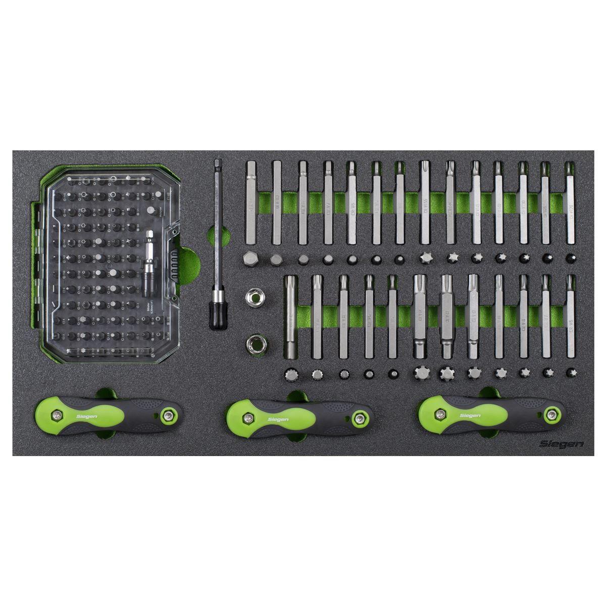 Siegen S01275 Tool Tray with Specialised Bits & Folding Hex Keys 170pc Siegen