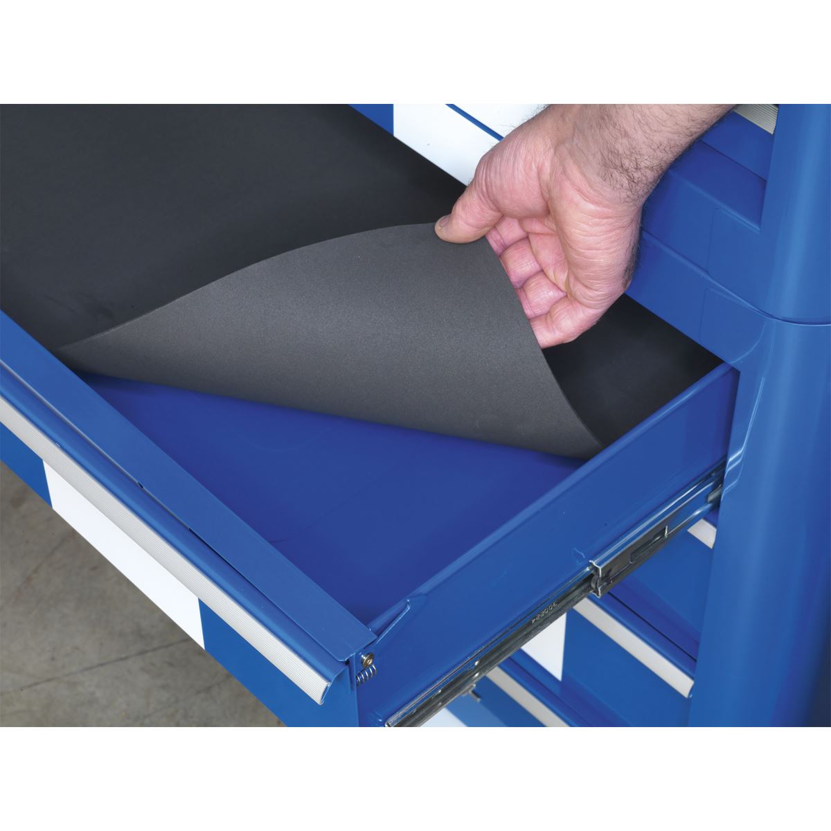 Sealey AP28204BWS Rollcab 4 Drawer Retro Style - Blue with White Stripes Sealey