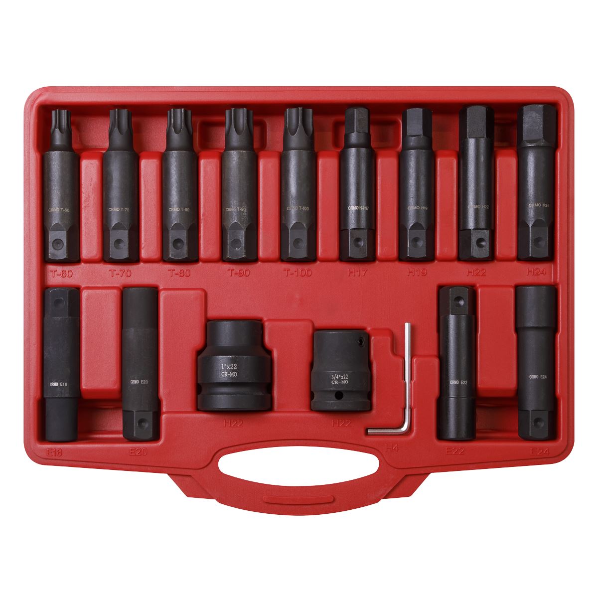 Sealey SX098 Impact Hex TRX-Star* & TRX-Star* Female Socket Bit Set 16pc 3/4" & 1"Sq Drive Sealey