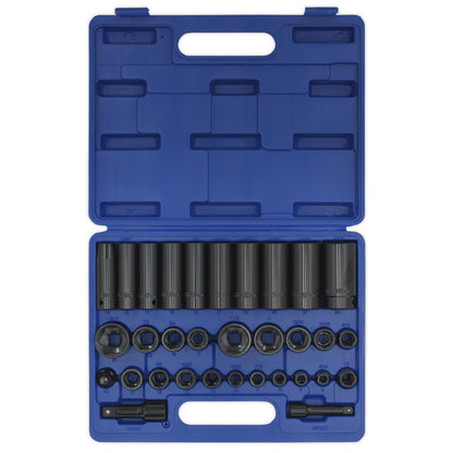 Sealey AK681 Impact Socket Set 32pc Standard/Deep 3/8" & 1/2"Sq Drive Metric/Imperial Sealey