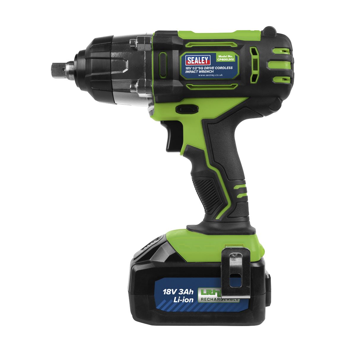 Sealey CP400LIHV Cordless Impact Wrench 18V 3Ah Lithium-ion 1/2"Sq Drive Hi-Vis Sealey