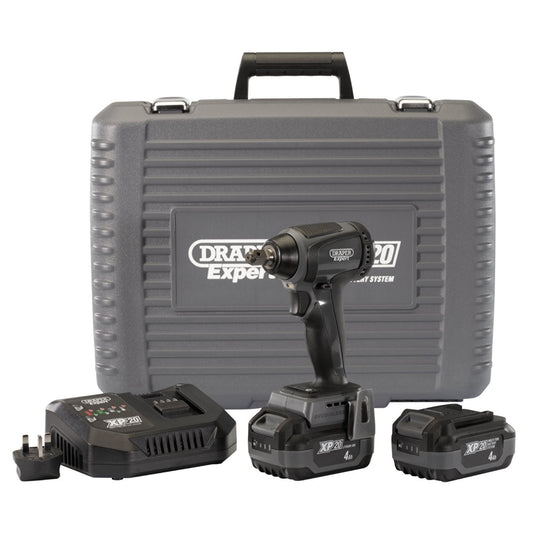 Draper 98962 XP20 20V Brushless Impact Wrench 1/2" Sq. Dr. 300Nm 2 x 4.0Ah Batteries 1 x Fast Charger Draper