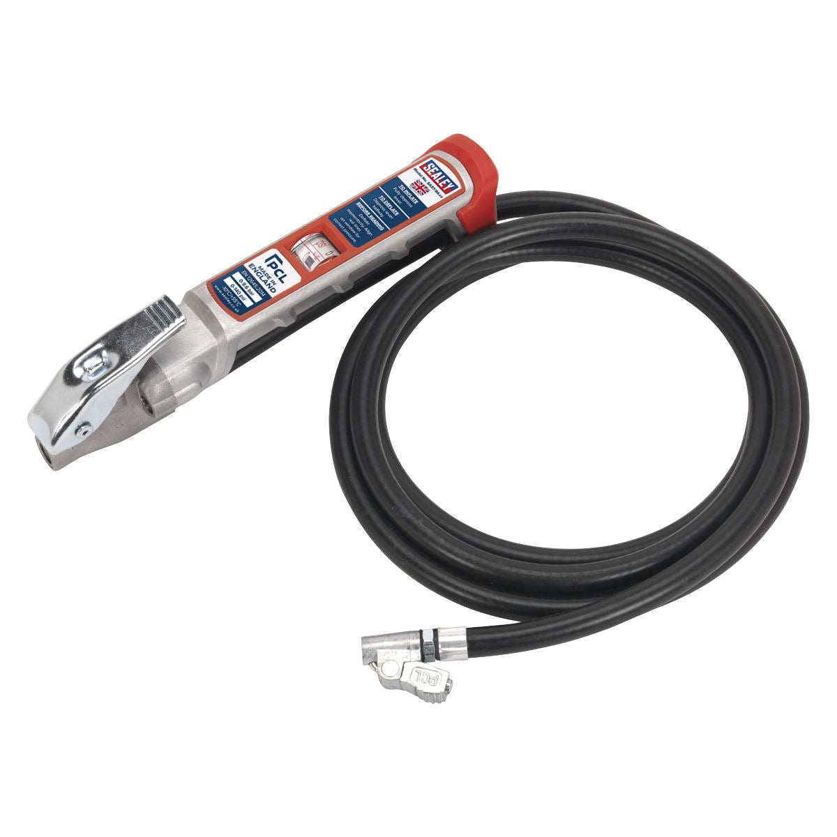 Sealey SA37/94 Professional Tyre Inflator with 2.5m Hose & Clip-On Connector Sealey