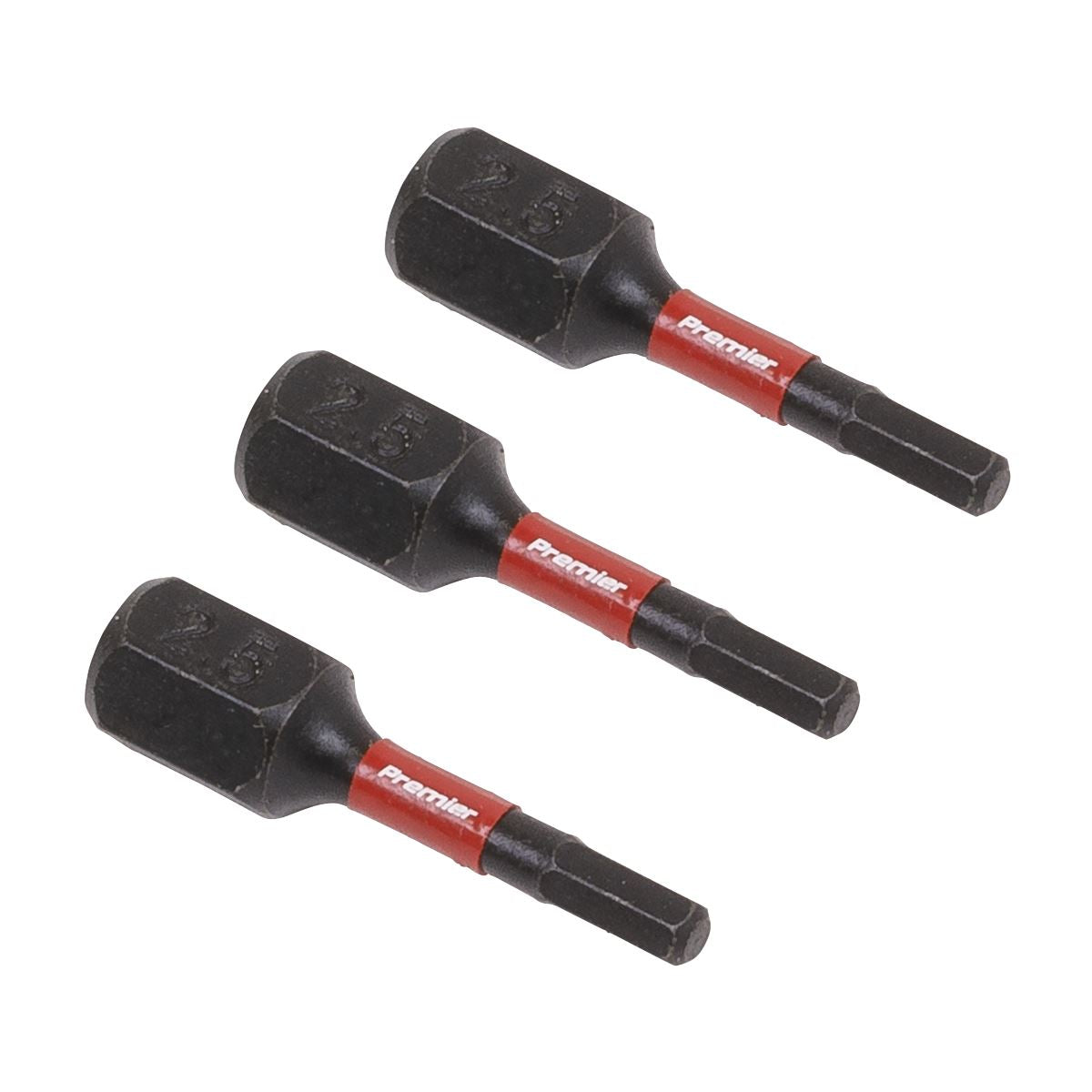 Sealey AK8210 Hex 2.5mm Impact Power Tool Bits 25mm - 3pc Sealey