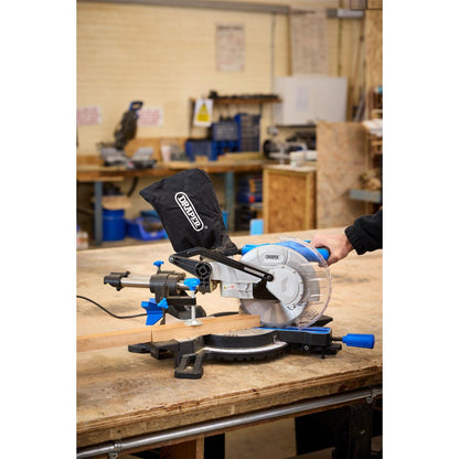 Draper 83677 230V Sliding Compound Mitre Saw with Laser Cutting Guide 210mm 1500W Draper